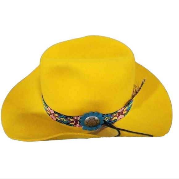 CHARLIE 1 HORSE "Gold Digger" Wool Felt Hat with Beaded Band Silver Concho Large - Picture 2 of 14